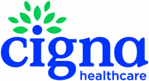 Cigna Healthcare logo with blue wordmark and green tree emblem